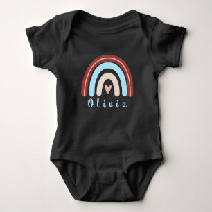 Body Para Bebê Heart Boho Rainbow com Nome Personalizado