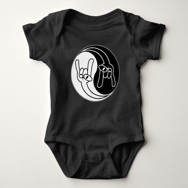 Body Para Bebê Heavy Metal Devil Horns Yin Yang (Frente)