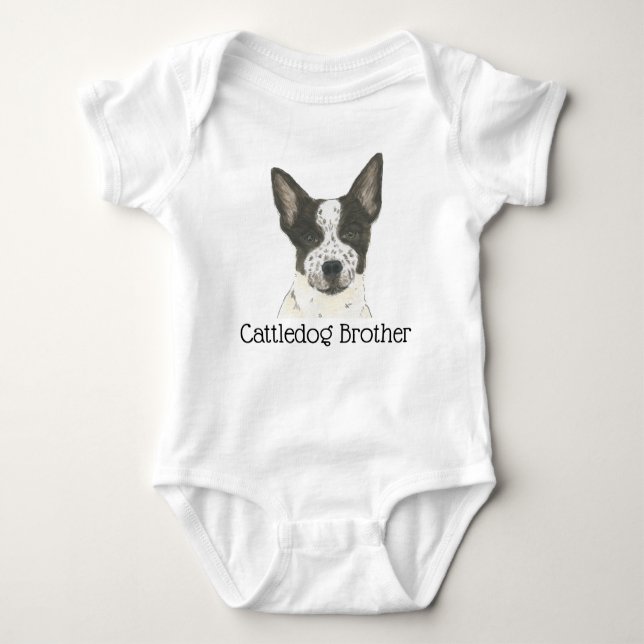 Body Para Bebê Heeler de Cattledog Preto e Branco Personalizável (Frente)