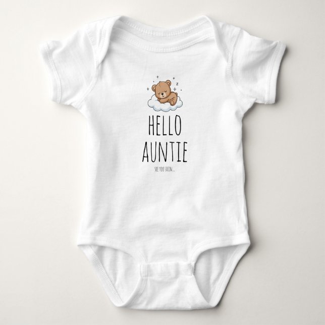 Body Para Bebê Hello Auntie Pregnancy Announcement for Aunt (Frente)