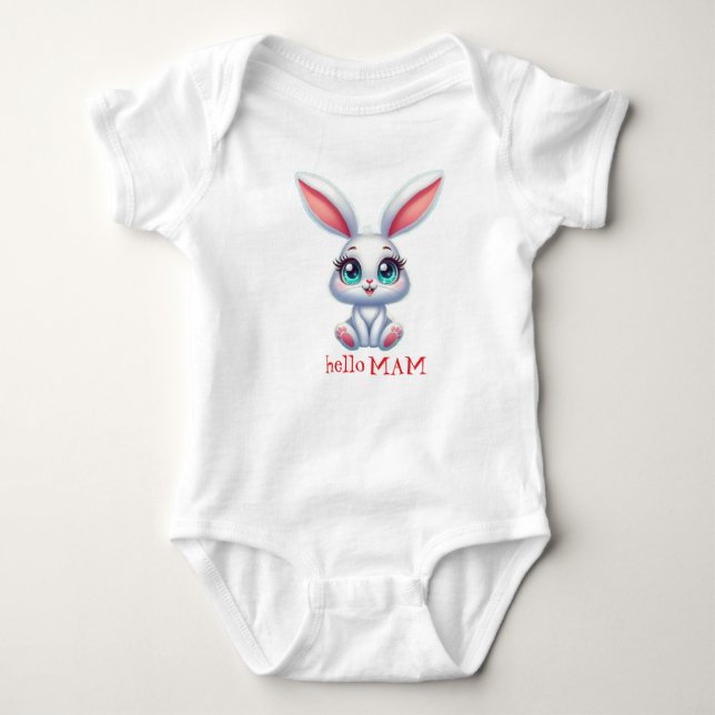 Body Para Bebê Hello Mom Baby Bodysuit – Cute Bunny Design (Frente)