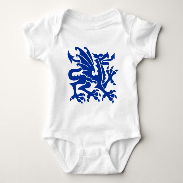 Body Para Bebê Heraldic Dragon 01 - Marinho Azul (Frente)