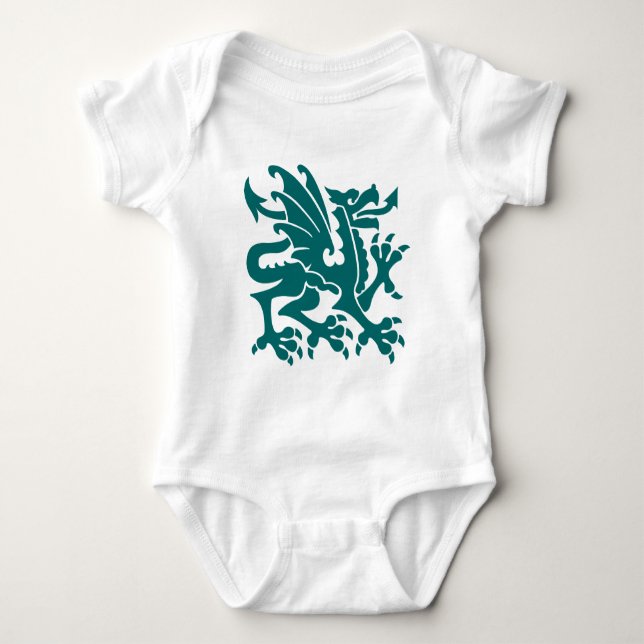 Body Para Bebê Heraldic Dragon 01 - Moss Green (Frente)