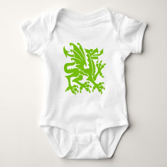 Body Para Bebê Heraldic Dragon 01 - Verde marciano (Frente)