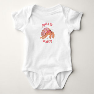 Body Para Bebê Hermit Crab Orange e Pink Funny Text