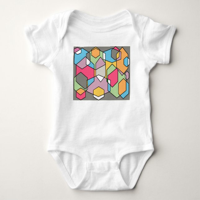 Body Para Bebê Hexagon Bauhaus - Pastéis (Frente)