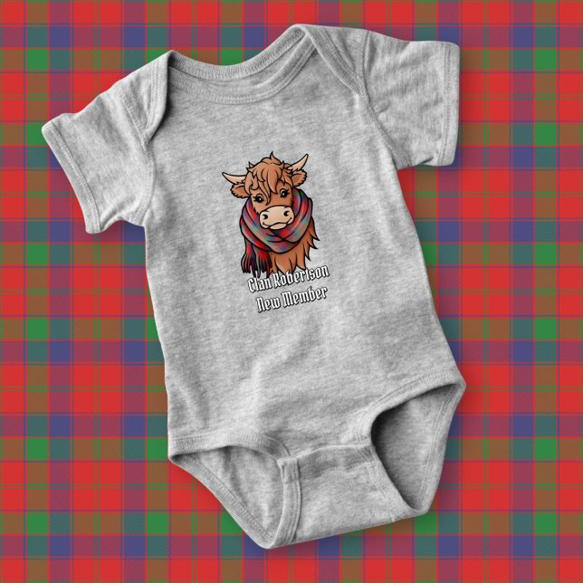 Body Para Bebê Highland Cow com Robertson Tartan Scarf (Criador carregado)