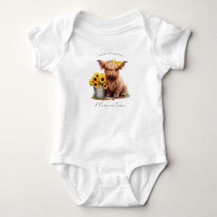 Body Para Bebê Highland Cow Sunflower Balde