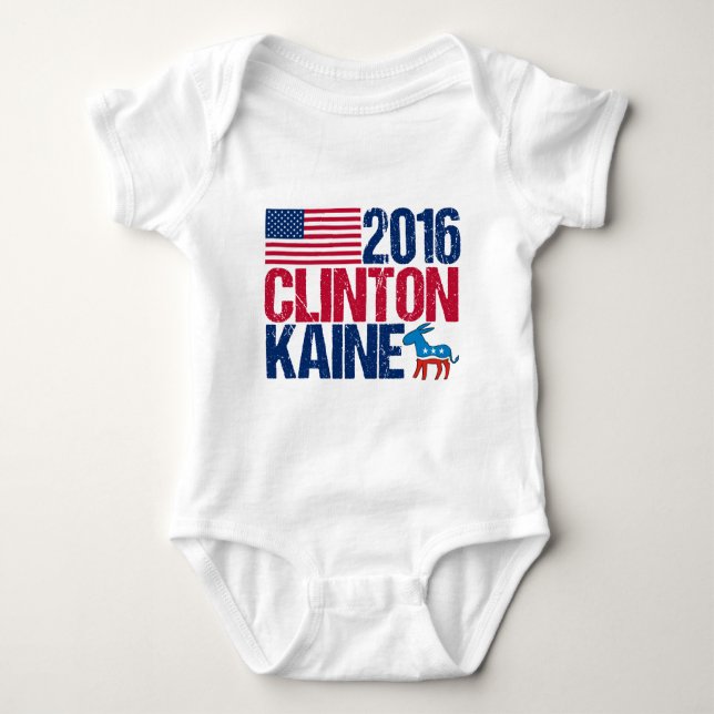 Body Para Bebê Hillary Clinton 2016 Tim Kaine (Frente)
