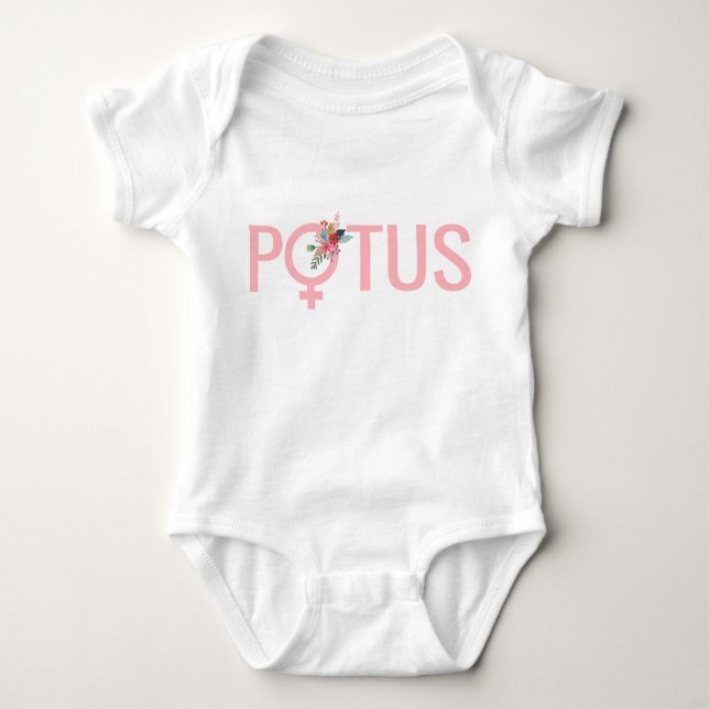 Body Para Bebê Hillary Clinton POTUS Baby| Bebê Feminista (Frente)