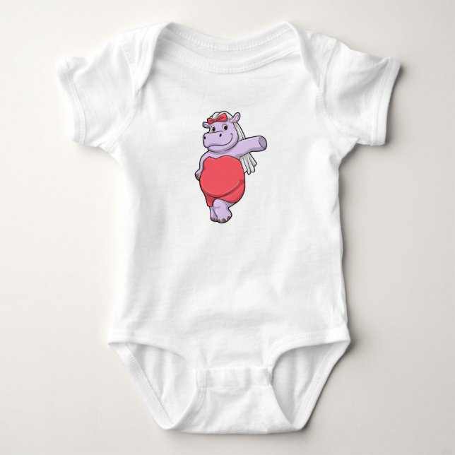 Body Para Bebê Hipopótamo como Noiva com Véu e Arco (Frente)
