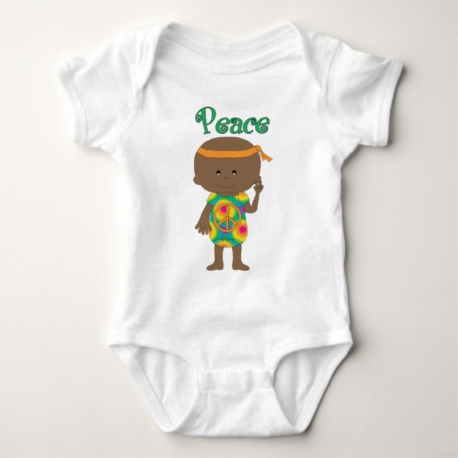 Body Para Bebê Hippie Baby Peace African American (Frente)