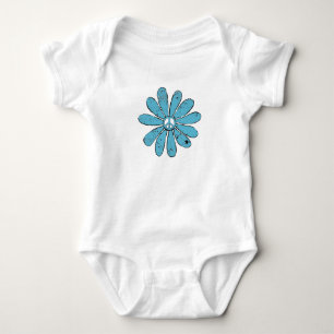 Body Para Bebê Hippie - Sinal de Paz Flor Aqua