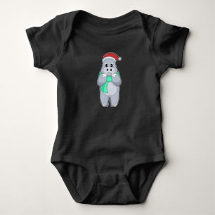 Body Para Bebê Hippo Christmas Scarf