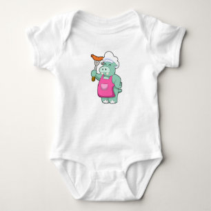 Body Para Bebê Hippo como cozinheiro com salsicha