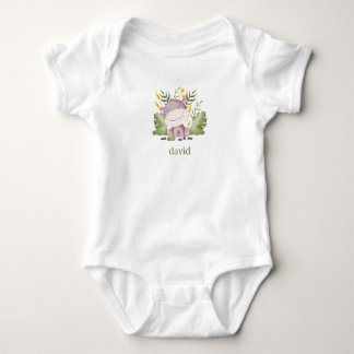 Body Para Bebê Hippo e Foliage Boy Personalizado