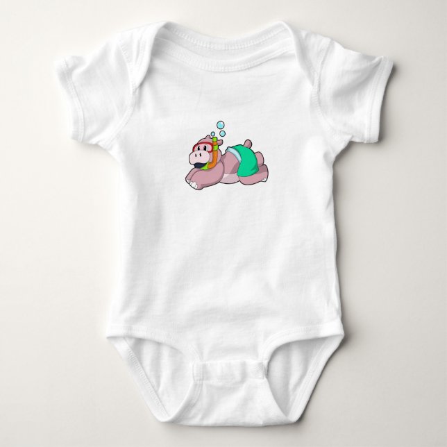 Body Para Bebê Hippo em mergulho com Snorkel (Frente)