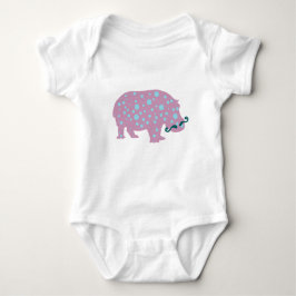 Body Para Bebê Hippopotamus bigode Baby Jersey Bodyfato, Branco