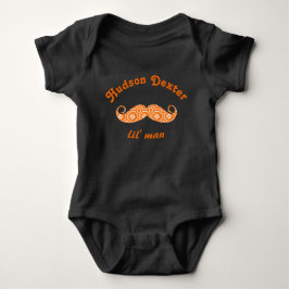 Body Para Bebê Hipster de bigode personalizado laranja geométrico