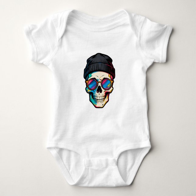 Body Para Bebê Hipster Skully (Frente)