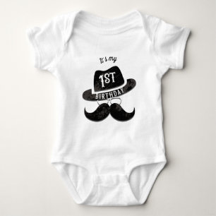 Body Para Bebê Hipster Sr. Mustache Óculos de Ódio 1 primeiro ani
