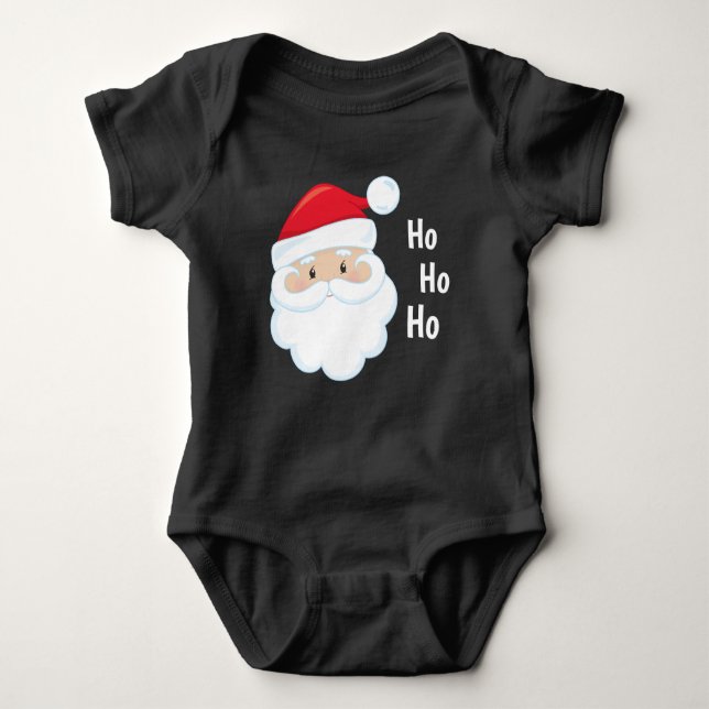 Body Para Bebê Ho Ho Ho Papai Noel Face Natal Férias Vermelho Bra (Frente)