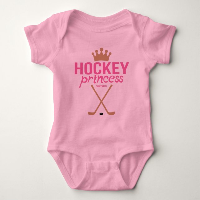 Body Para Bebê Hockey Princesa Bebê Garota Rosa Criança Roupa de  (Frente)