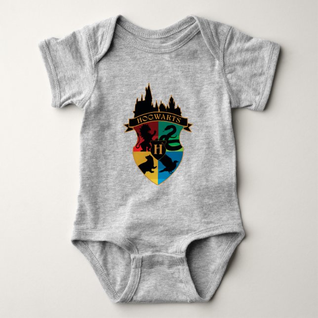 Body Para Bebê HOGWARTS™ Castle Crest House Pride Badge (Frente)