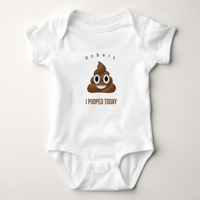 Body Para Bebê Hoje, Poo Emoji Engraçado Personalizado (Frente)