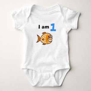 Body Para Bebê Hoje tenho 1 ano (peixe laranja de desenho animado