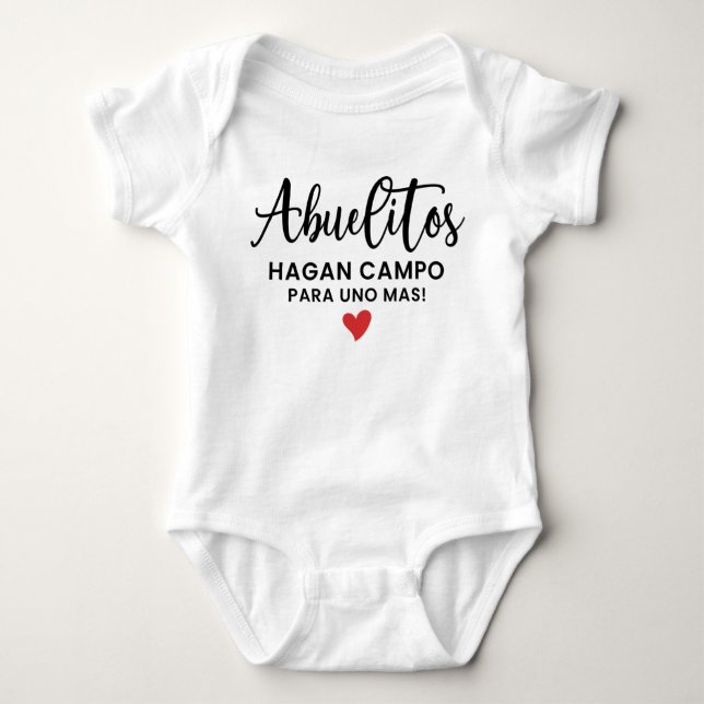 Body Para Bebê Hola Abuelitos Anunciação de Gravidez Espanhola (Frente)