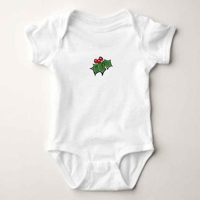 Body Para Bebê Holly Leaves, Holly berry, botânica de férias dive (Frente)
