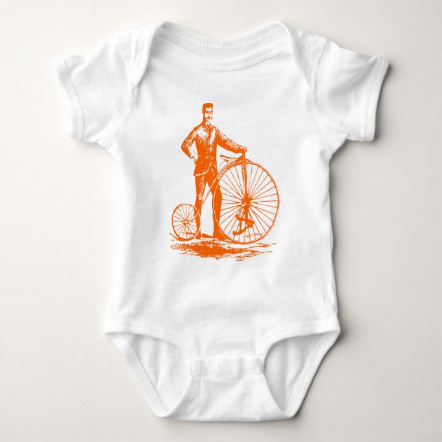 Body Para Bebê Homem com Penny Farthing - Laranja (Frente)