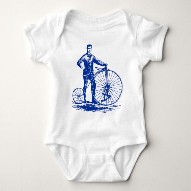 Body Para Bebê Homem com Penny Farthing - Marinho (Frente)