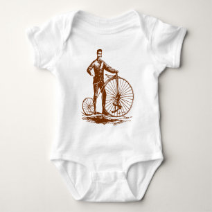 Body Para Bebê Homem com Penny Farthing - Marrom Noz