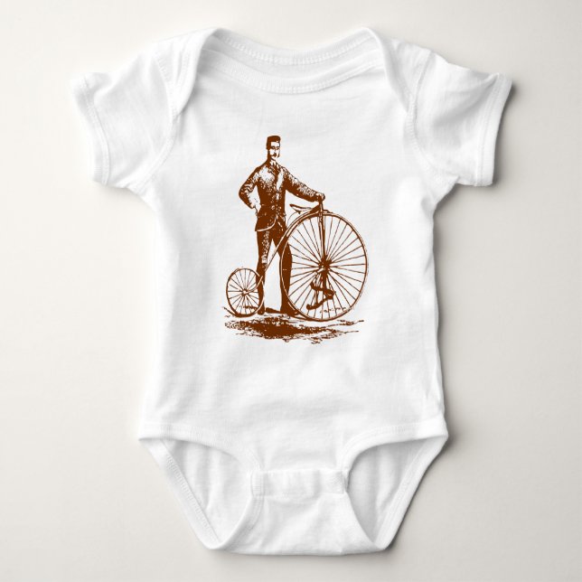 Body Para Bebê Homem com Penny Farthing - Marrom Noz (Frente)