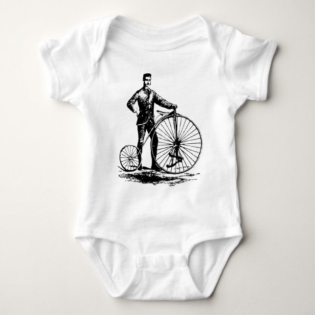 Body Para Bebê Homem com Penny Farthing - Preto (Frente)