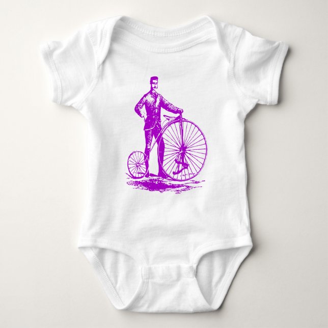 Body Para Bebê Homem com Penny Farthing - Roxo (Frente)