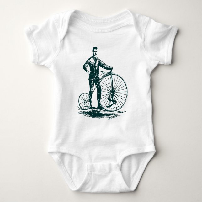 Body Para Bebê Homem com Penny Farthing - Verde Escuro (Frente)