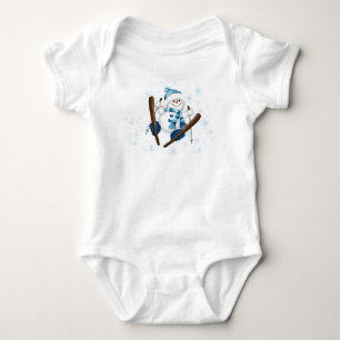 Body Para Bebê Homem de Neve Esquiando