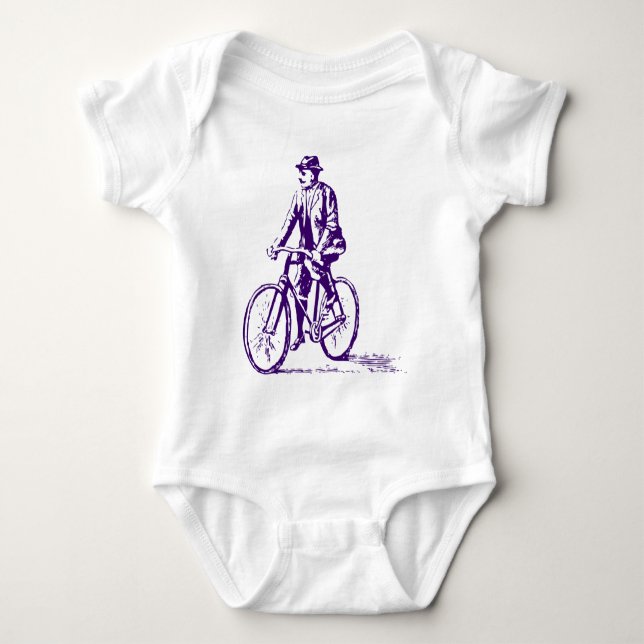 Body Para Bebê Homem numa Bicicleta - Deep Purple (Frente)