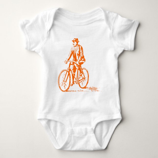 Body Para Bebê Homem numa bicicleta - Laranja (Frente)