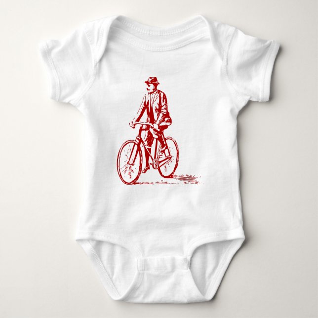 Body Para Bebê Homem numa bicicleta - Ruby Red (Frente)