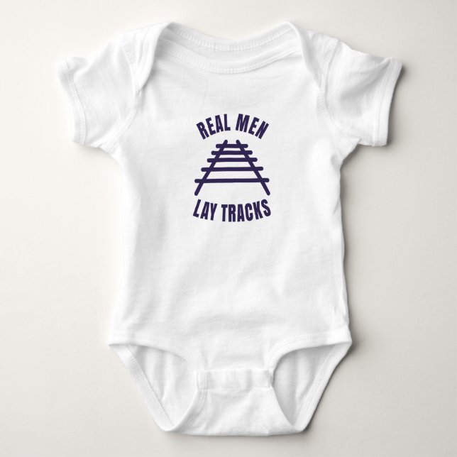 Body Para Bebê Homens de verdade constroem trilhos (Frente)