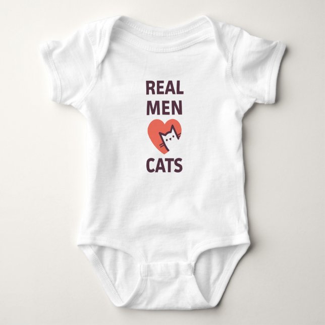 Body Para Bebê Homens Reais Adoram Gatos (Frente)