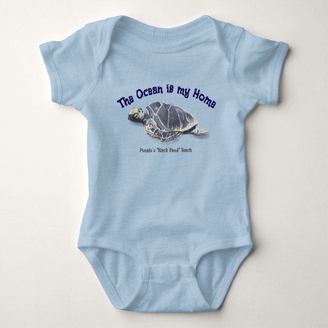 Body Para Bebê Honu Hawaiian Sea Turtle “Ocean is my Home” (Frente)