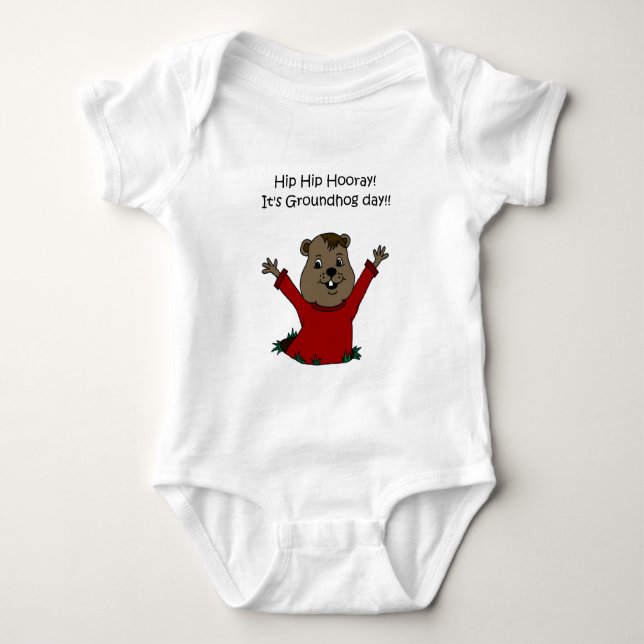 Body Para Bebê hooray seu t-shirt do dia de Groundhog (Frente)