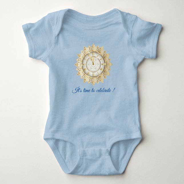 Body Para Bebê Hora Azul Dourado (Frente)