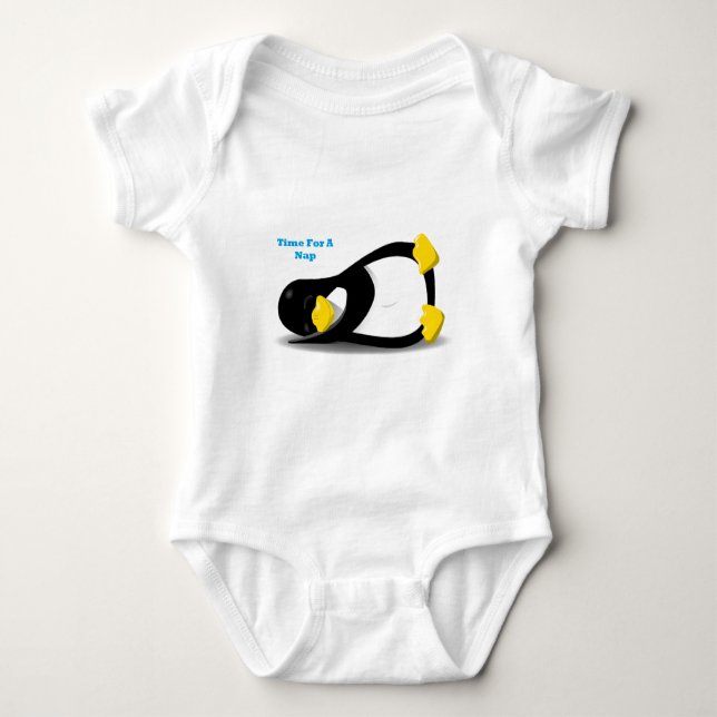 Body Para Bebê Hora para um pinguim da sesta (Frente)