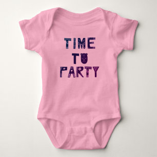 Body Para Bebê Horário de Celebração Premium para Festa, Rosa 